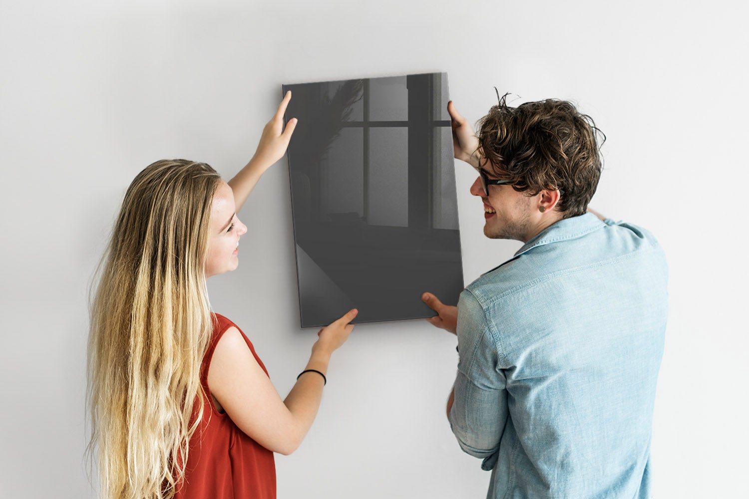 Tableau magnétique mural, Tulup - 40x60 cm - Couleur grise, 5 aimants, une éponge, un marqueur blanc - 2