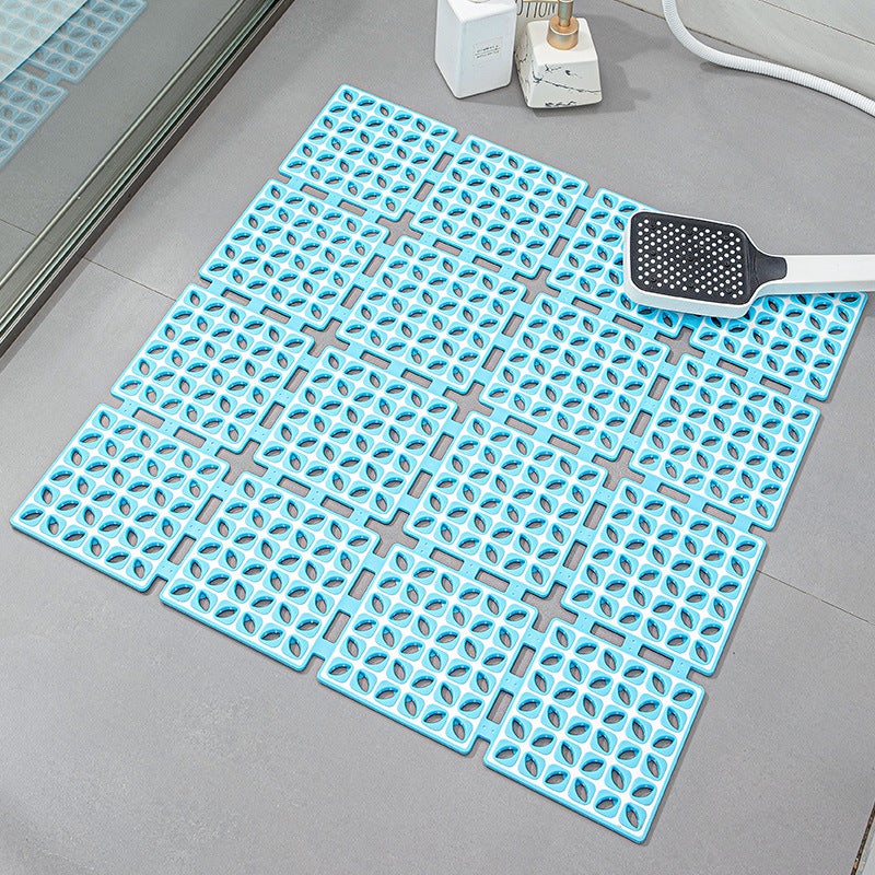 Tapis De Douche Carré Antidérapant 60x60 Cm Gris PVC Drainage Anti-moisissure