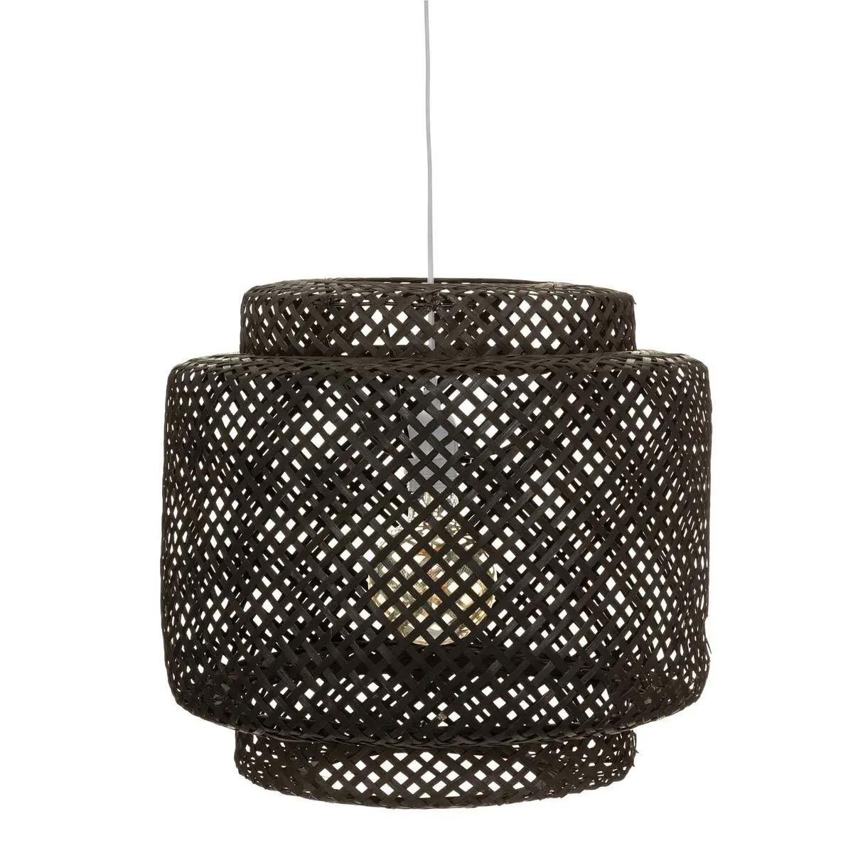 LAMPA WISZĄCA Liby BAMBUSOWA czarna AŻUROWY KLOSZ