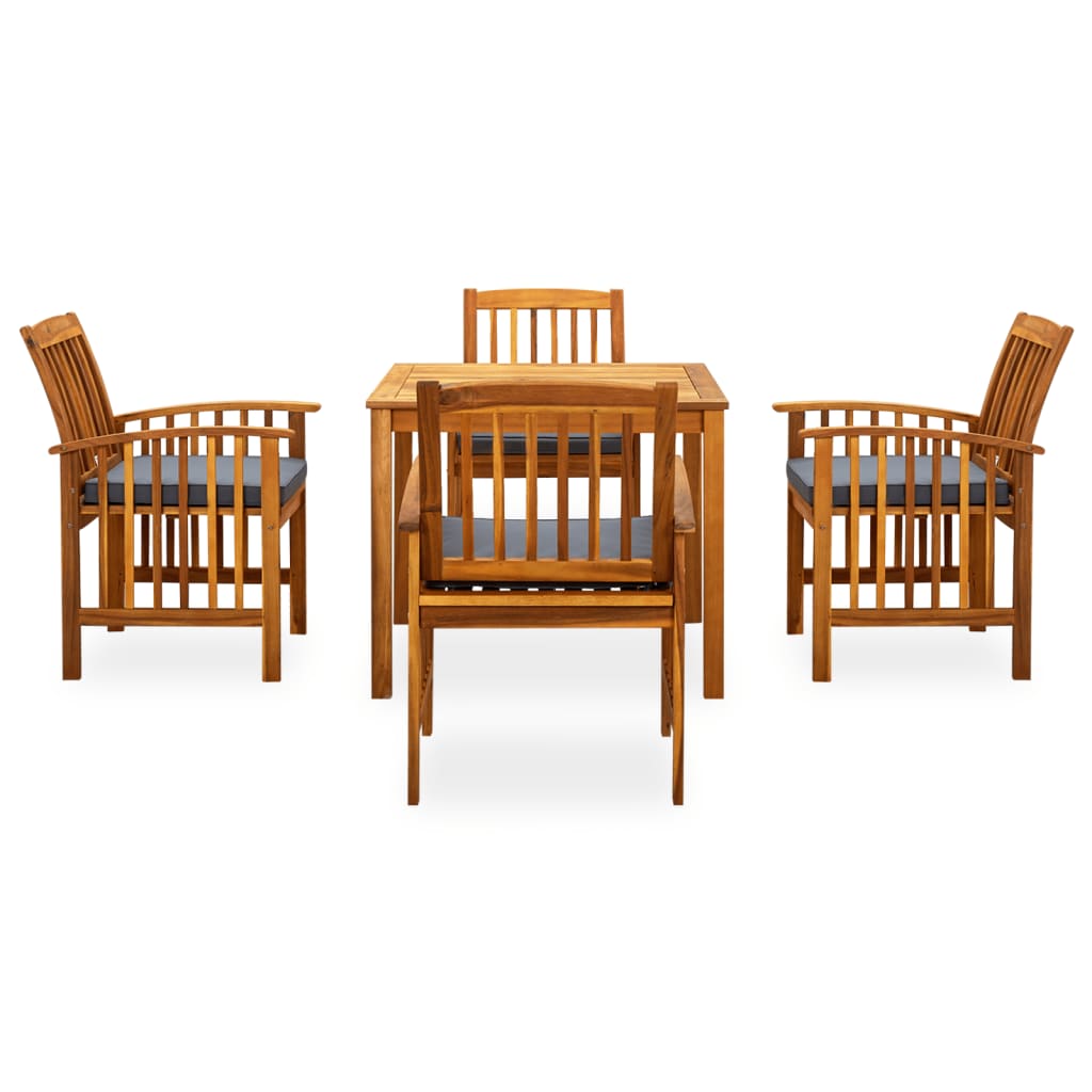 Maison Exclusive - Set da Pranzo da Giardino 5 pz con Cuscini Massello di Acacia - 2