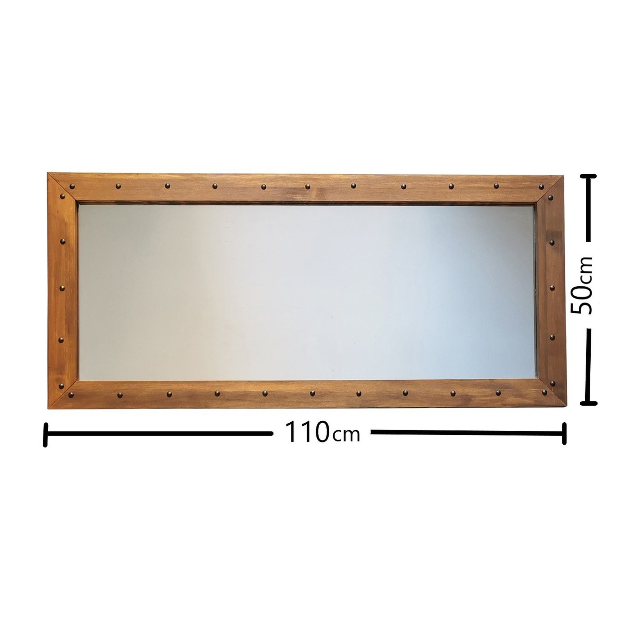 Specchio, pino massiccio al 100%, colore noce - 4