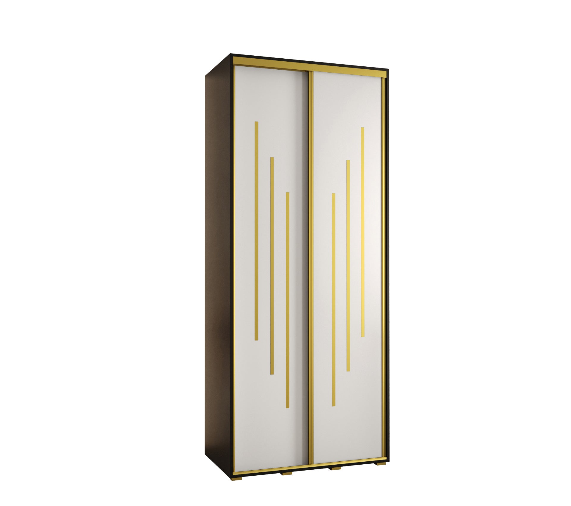 Szafa przesuwna wysoka Davos 8 100 x 45 x 235,2 cm czarny + biały + u. złoty - Abiks Meble