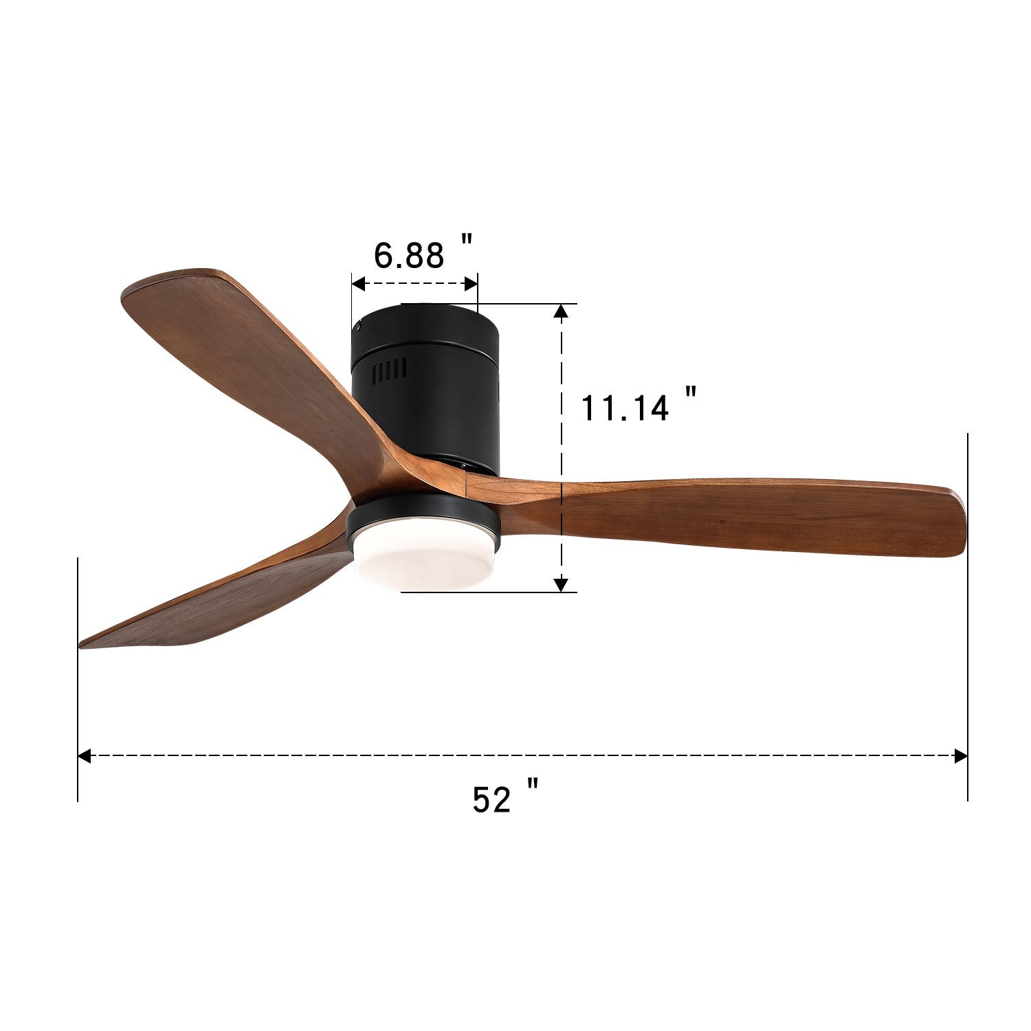 Ventilateur de Plafond Décoratif 52 Pouces avec Lumière LED 18W, 6 Vitesses, Moteur DC Réversible, 3 Pales en Bois Massif pour Salon - 5