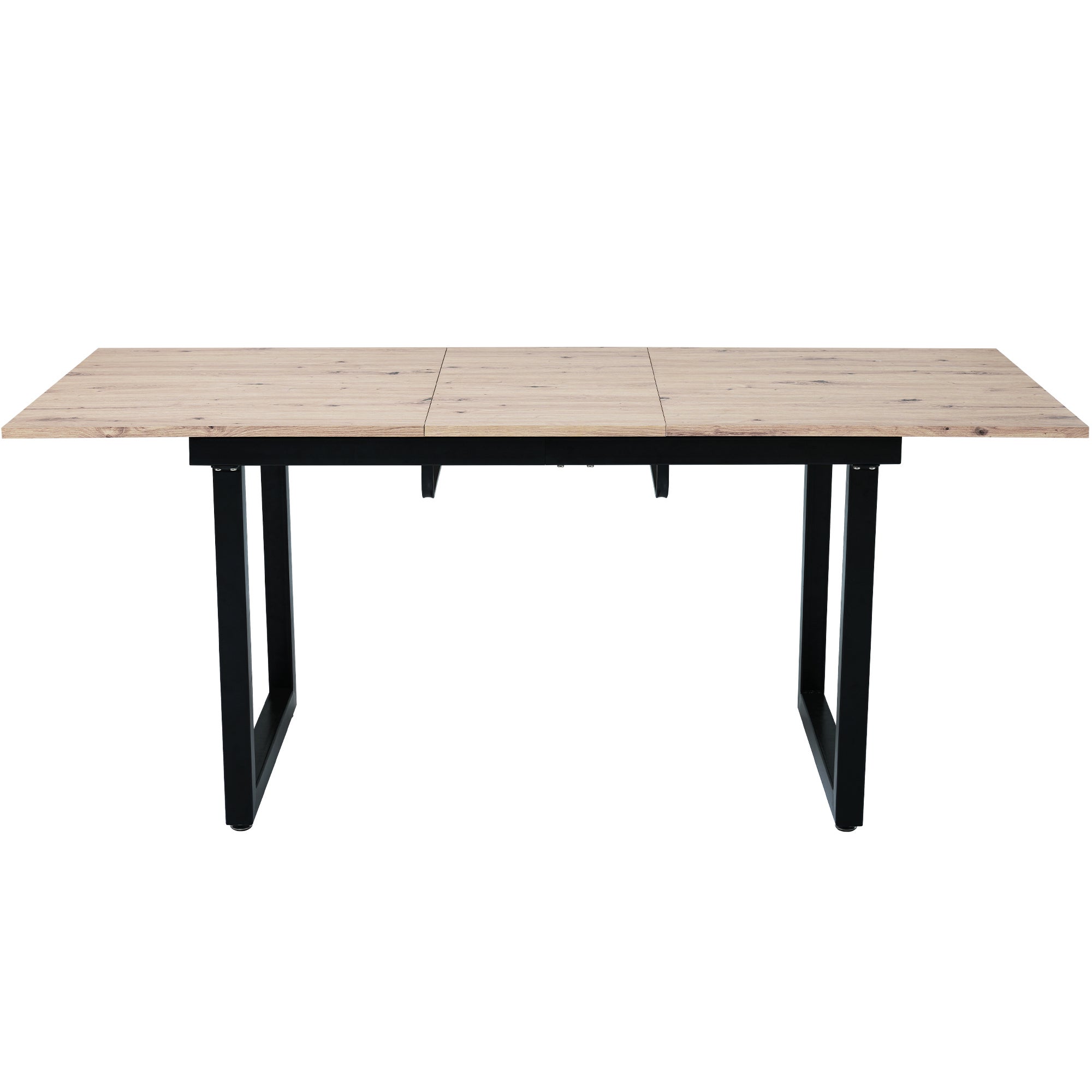 Table à manger extensible 2 à 6 couverts en Panneaux de particules et métal - 140/180 x 80 x 75 cm - Naturel et noir - 8