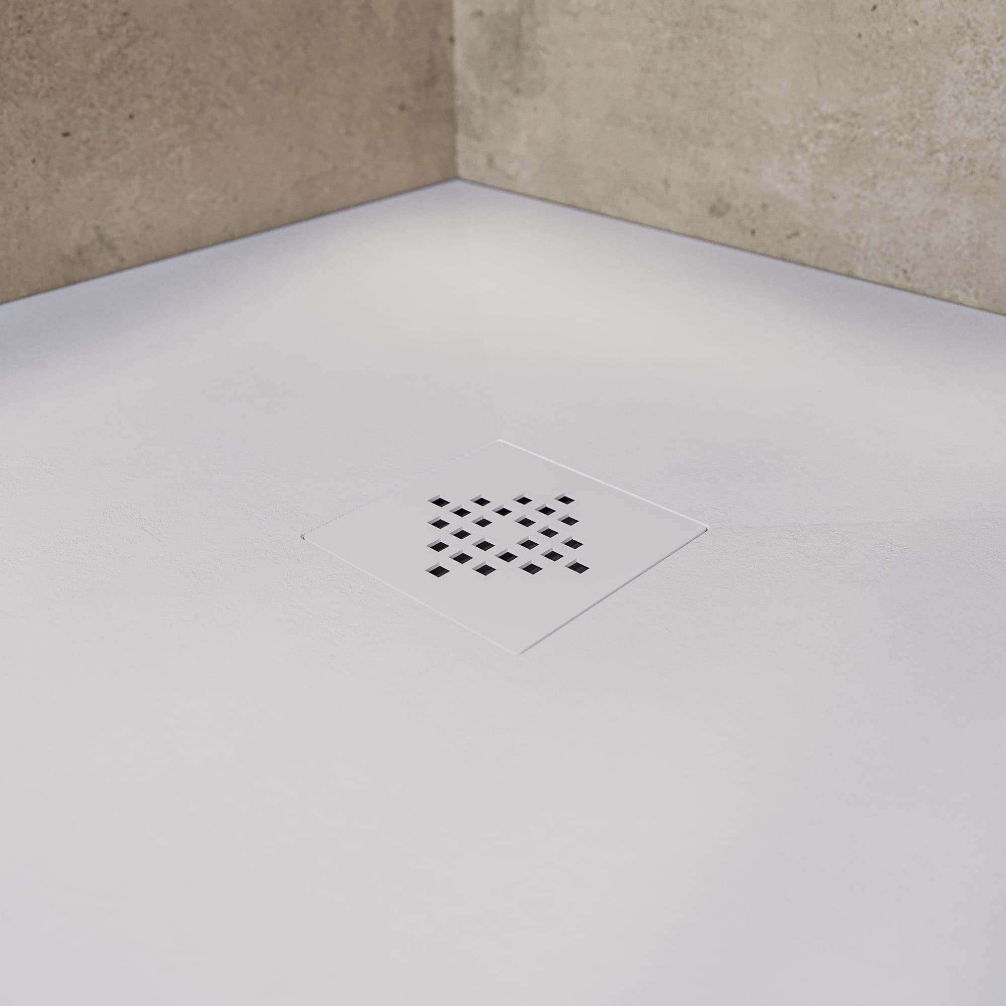 Receveur de Douche -Résine -Gel Coat -Texture Lisse/Pierre -Antidérapant -Couleur Blanc - 120x80- Extra plat 3cm. GRILLE MÊME COULEUR - 5