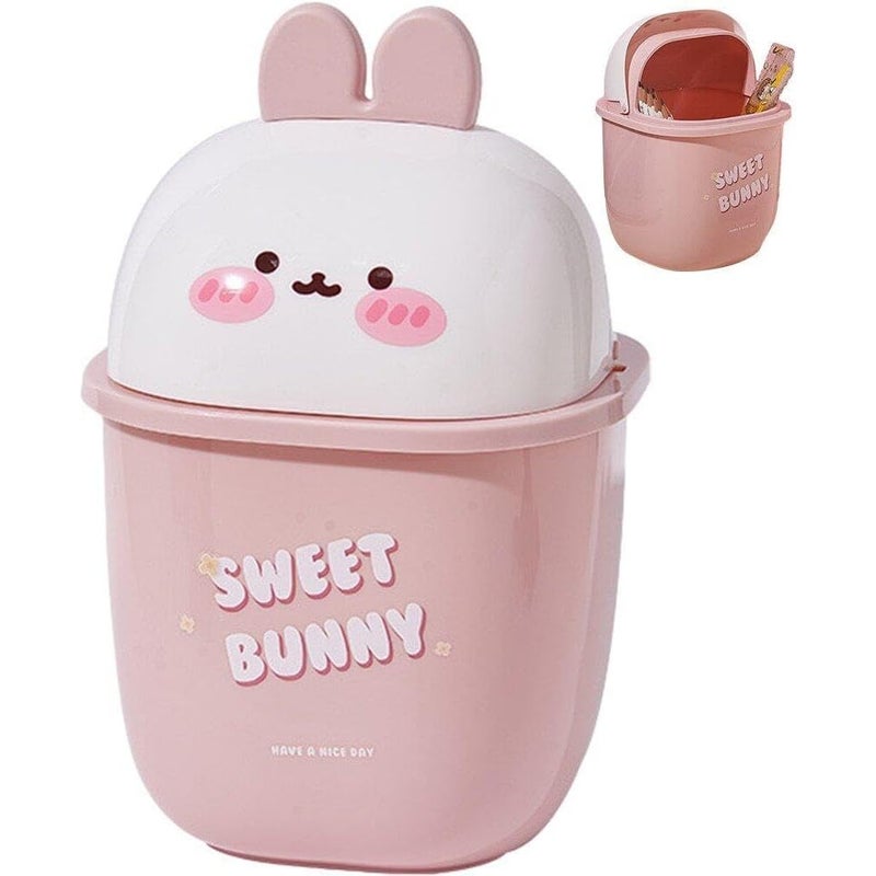 Uroczy, miniaturowy kosz na śmieci na biurko, w kształcie kota z kreskówkową kreskówką i obrotową pokrywką