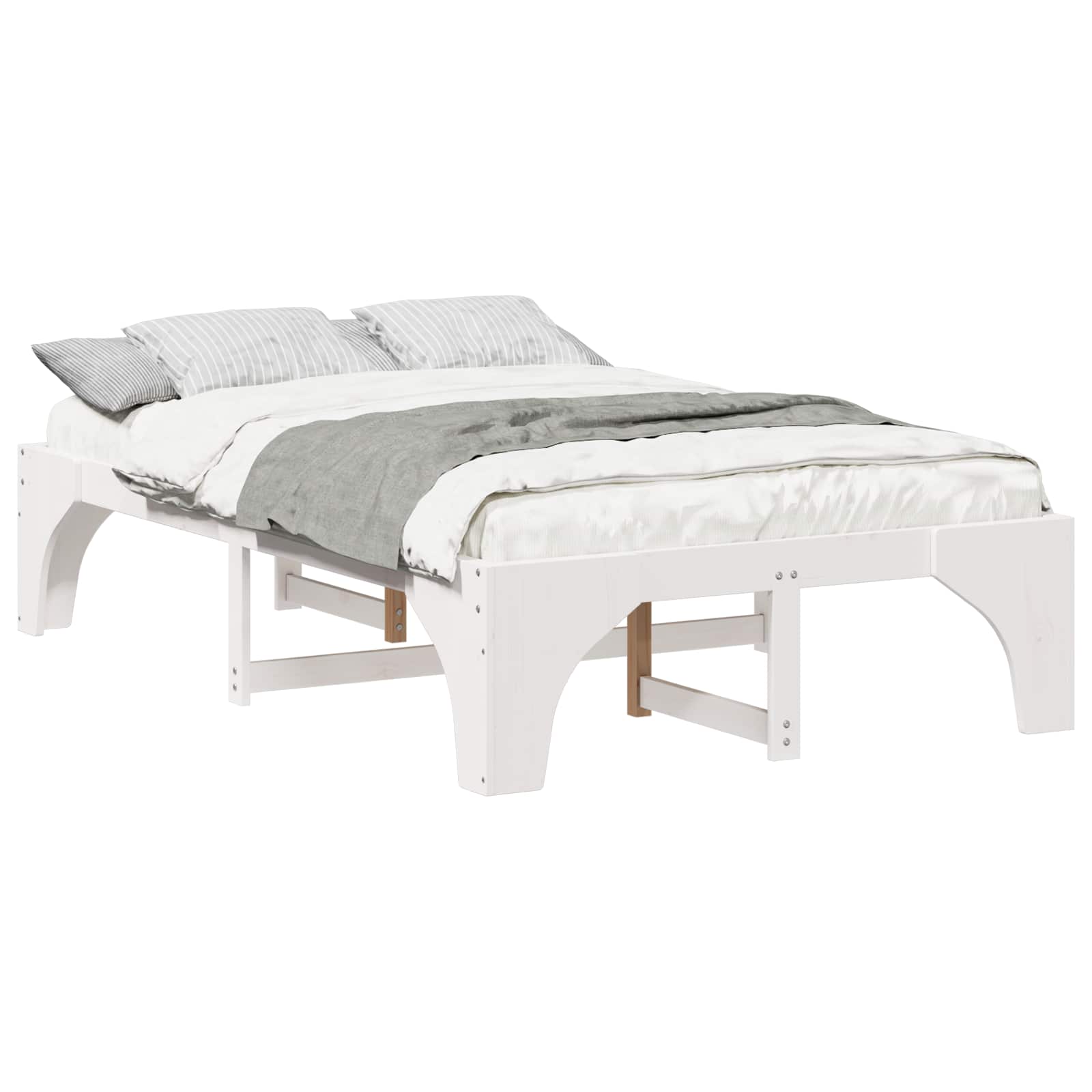 Cadre de lit en pin massif blanc, pour la chambre, 120 × 190 cm - 2
