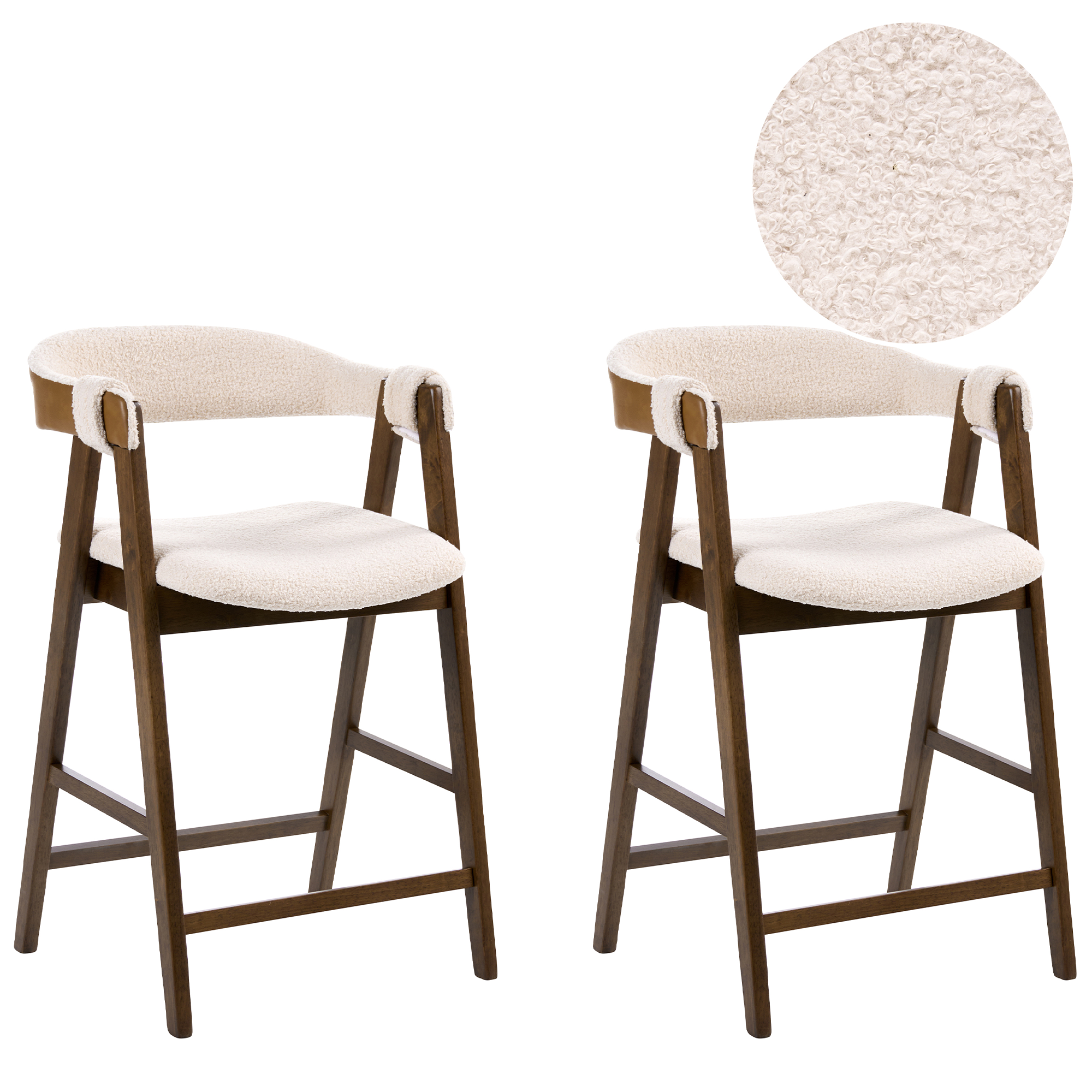 Beliani Conjunto De 2 Sillas De Bar Day Bouclé / Marrón/Beige/Claro , Leroy Merlin