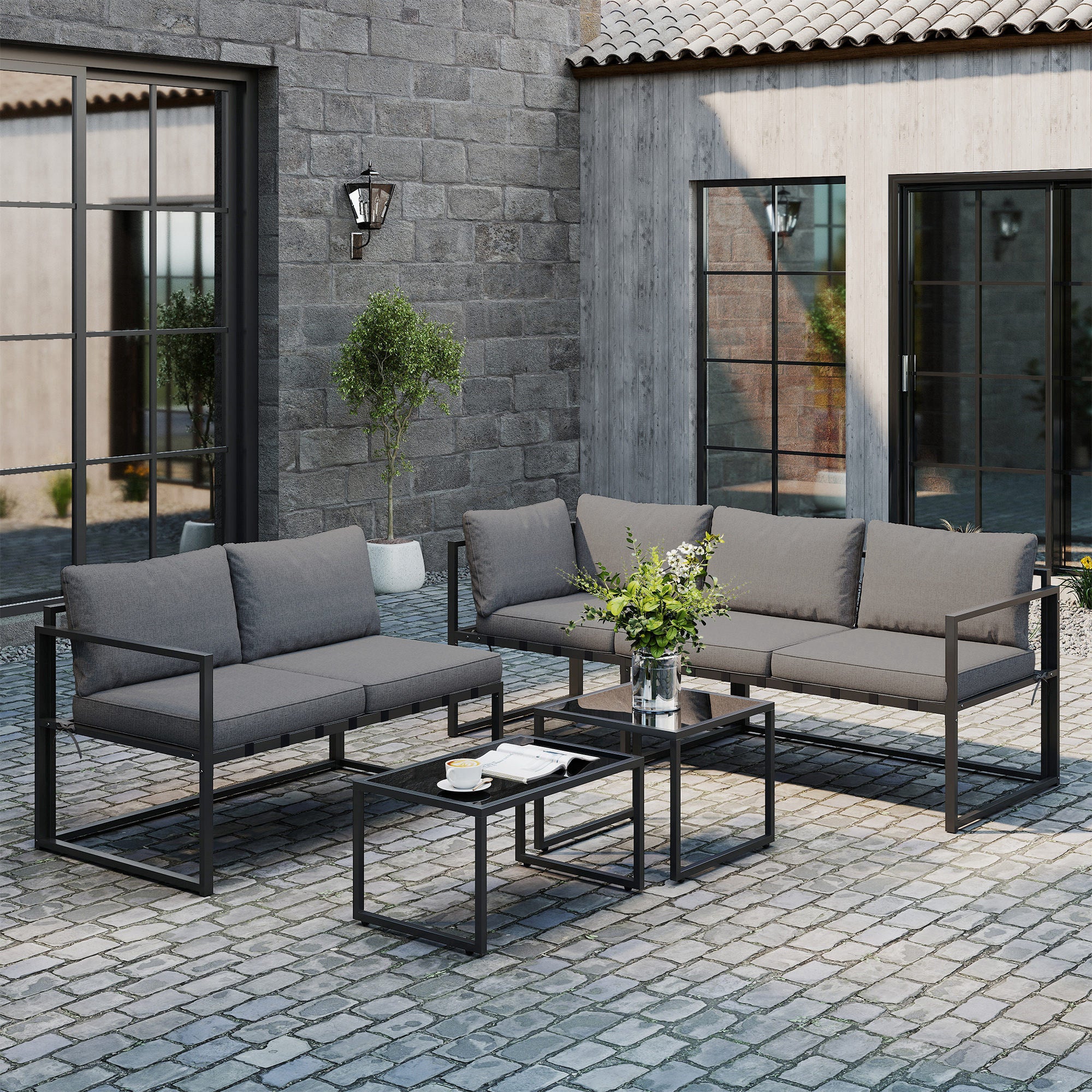 Salon de jardin extérieur Acier Outsunny - 8