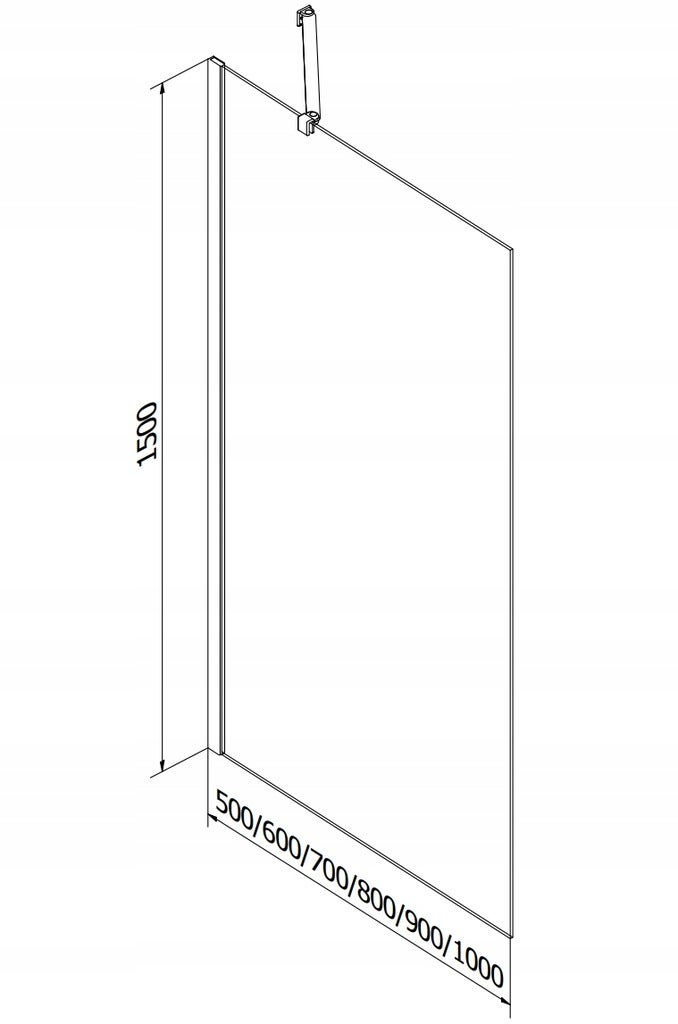 Silla Pare-baignoire fixe, 1 volet, H.150 x l.50 cm, Chromé - 2