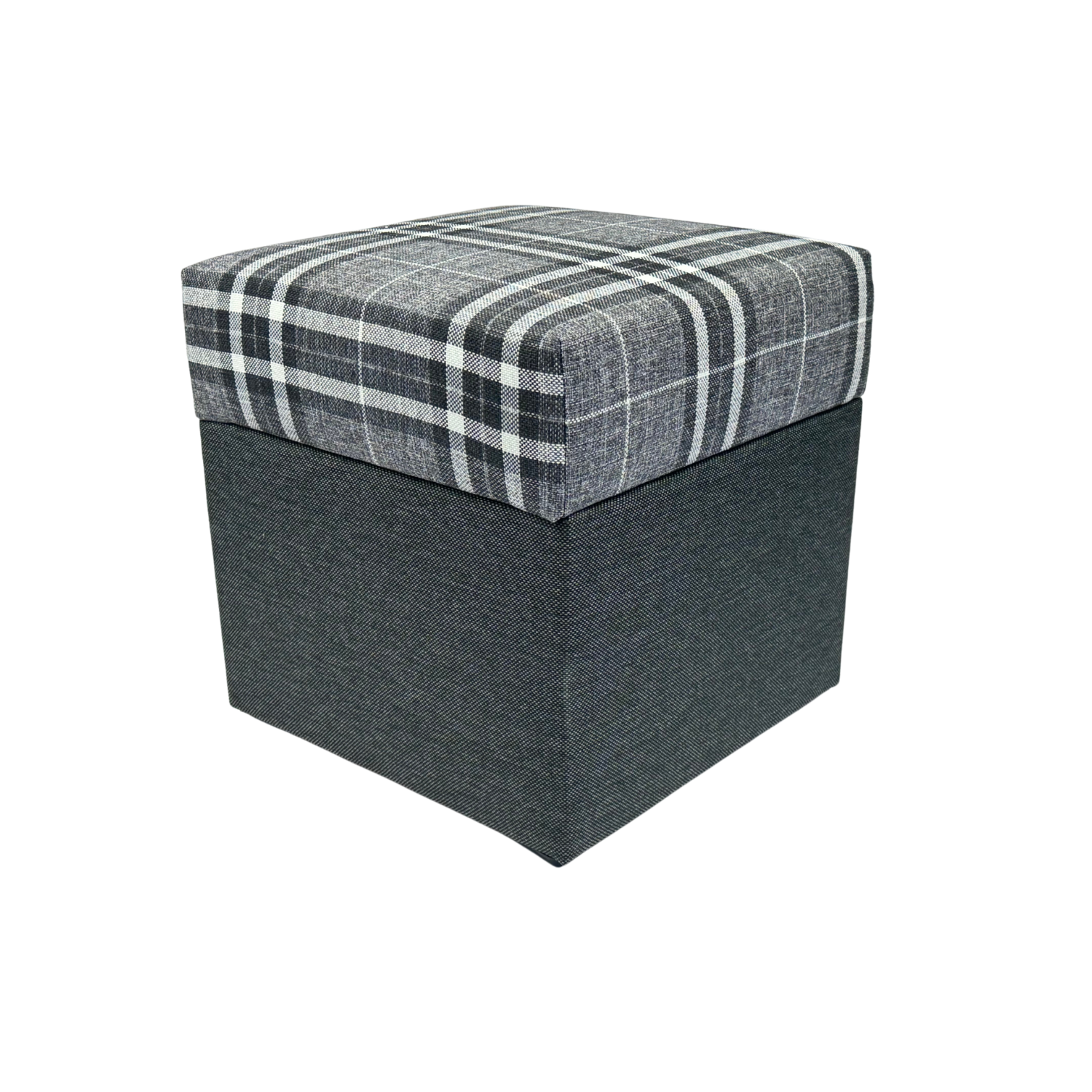 Pufa otwierana LOBOX 40x40 cm plecionka dwukolorowa ze schowkiem siedzisko klasyczne do salonu jasno szara