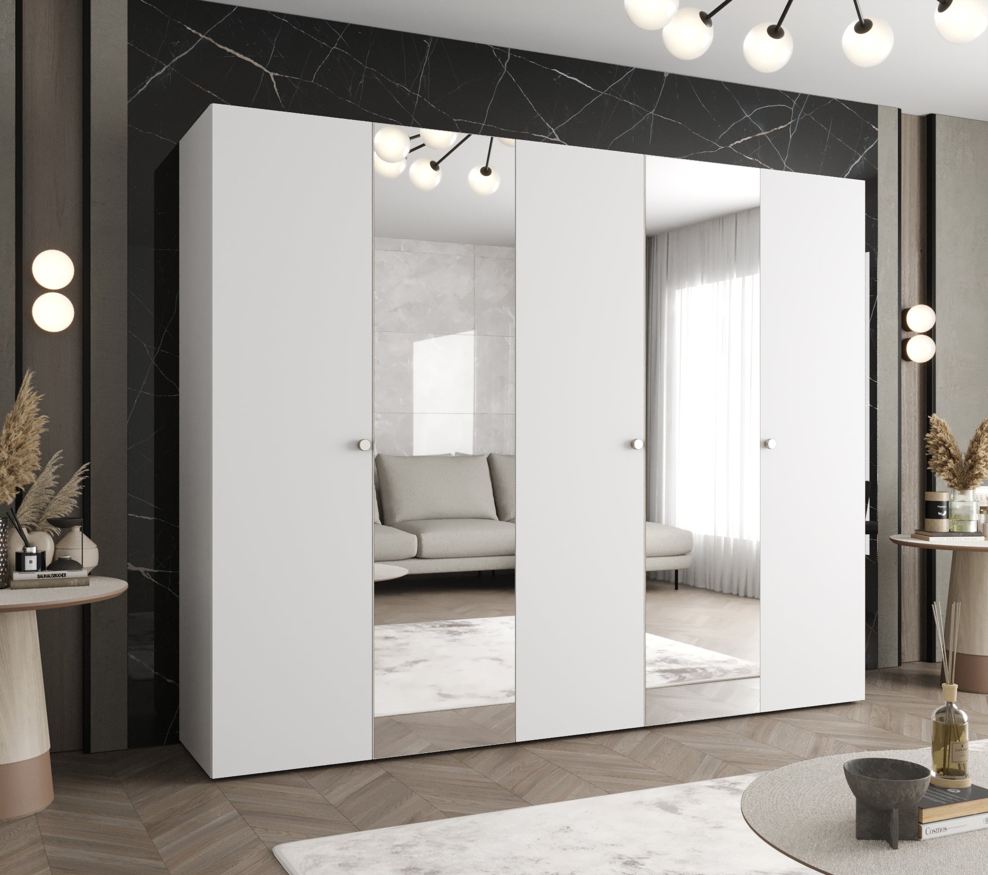 Szafa uchylna otwierana Parma 2 250 x 52 x 202 cm biały + u. srebrny Abiks Meble - 2