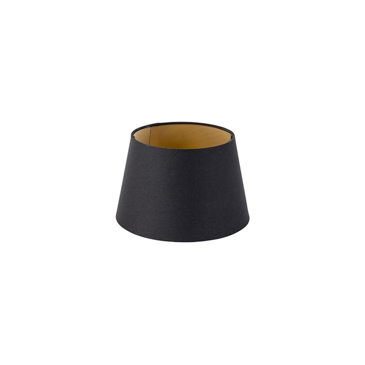 Qazqa nowoczesny - Rond Schuin Katoen - czarny i złoty, okrągły, supports-e27, diameter 20 centimeter