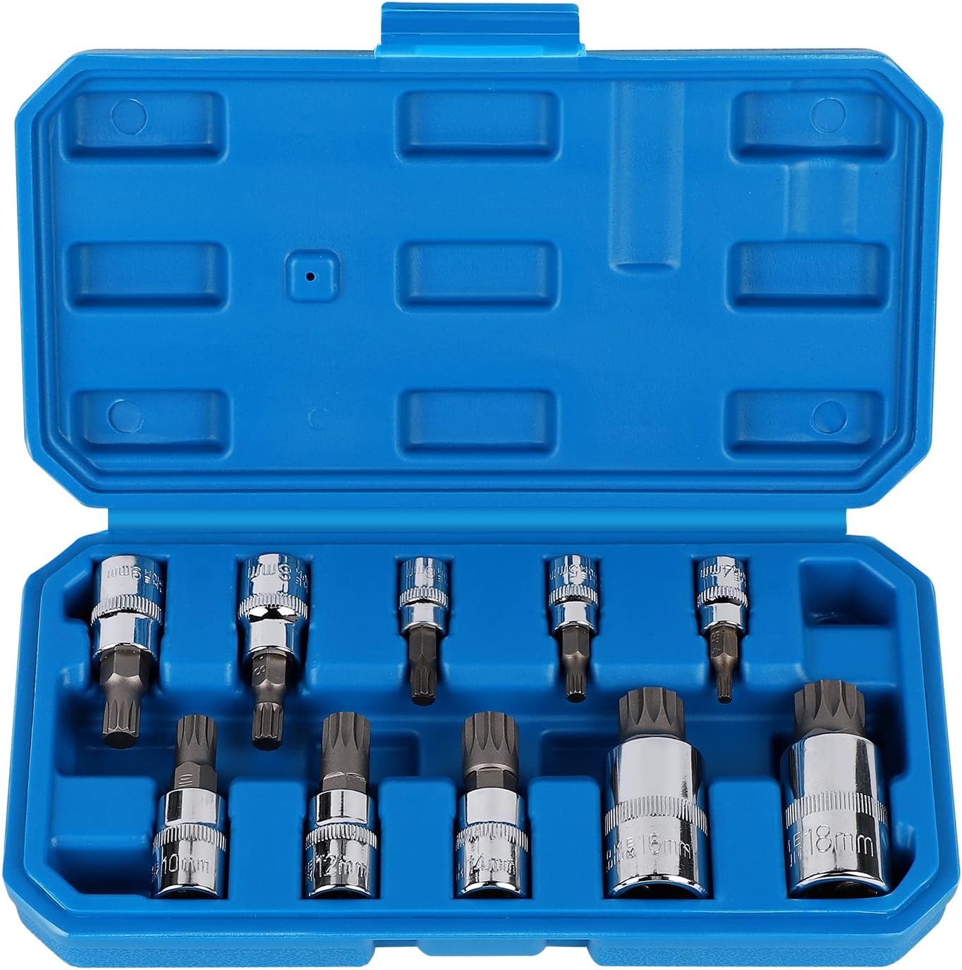 Nasadki Torx męskie 1/2'', 1/4'', 3/8'', T8-T70, 13 sztuk