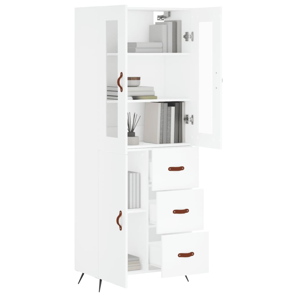 Buffet haut Blanc 69,5x34x180 cm Bois d'ingénierie - 3