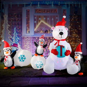 LCI Set Decorativo Per Corrimano – Pinguino, Babbo Natale E Pupazzo Di Neve Con Luci (1,5m)