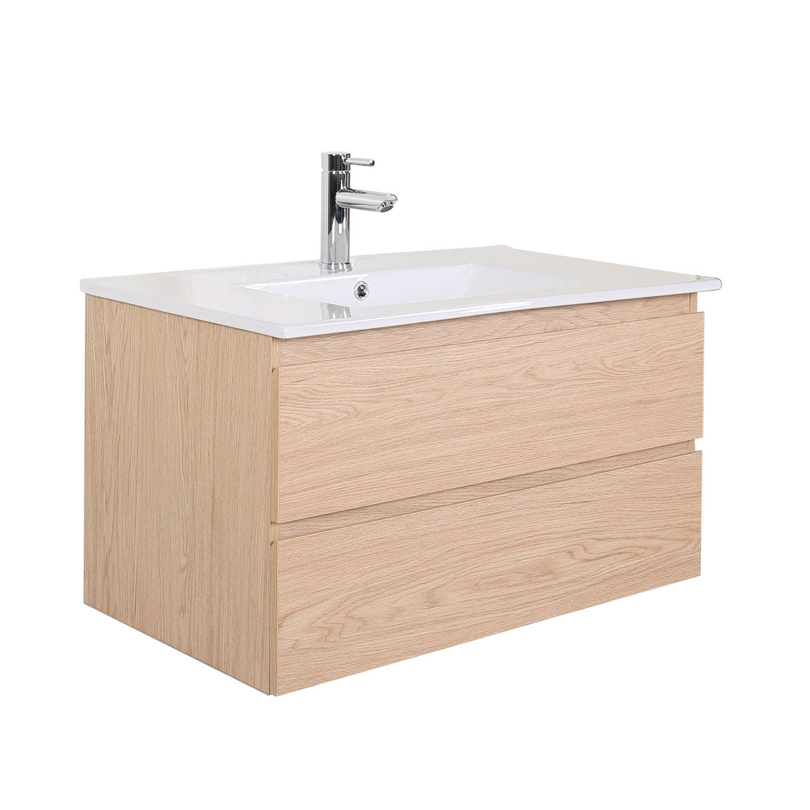 Meuble simple vasque SORRENTO 80cm décor chêne et robinet - 2
