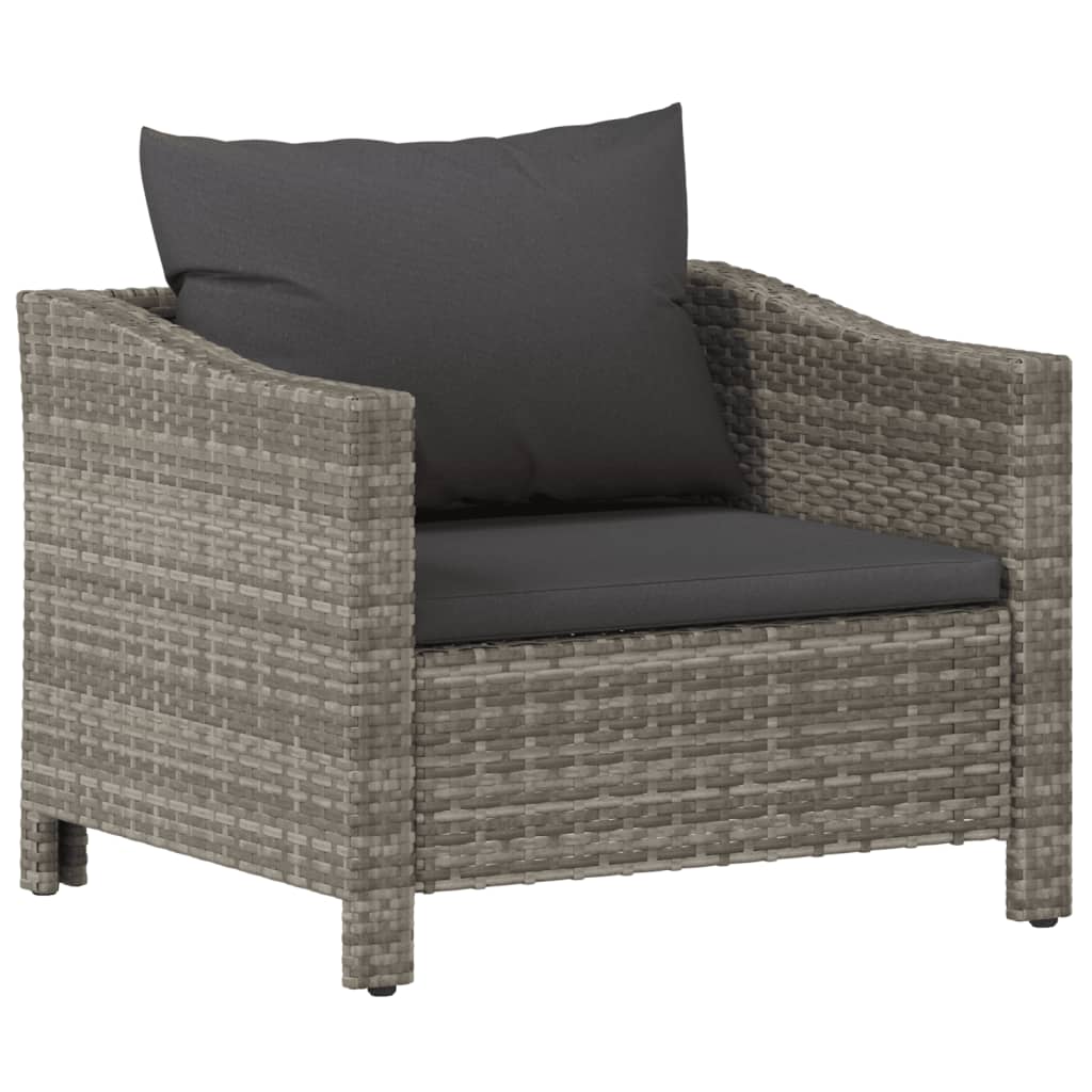 The Living Store - Salon de jardin 7 pcs avec coussins Gris Résine tressée - 7
