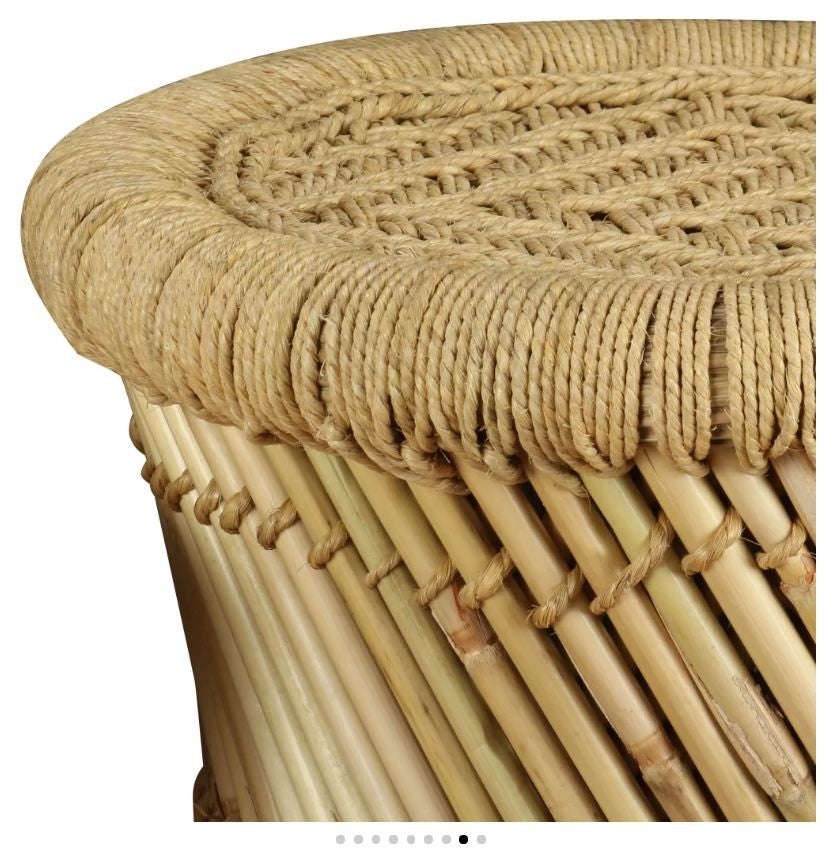 Tabouret bas rond bambou et jute Kaidi - Lot de 2 - 5