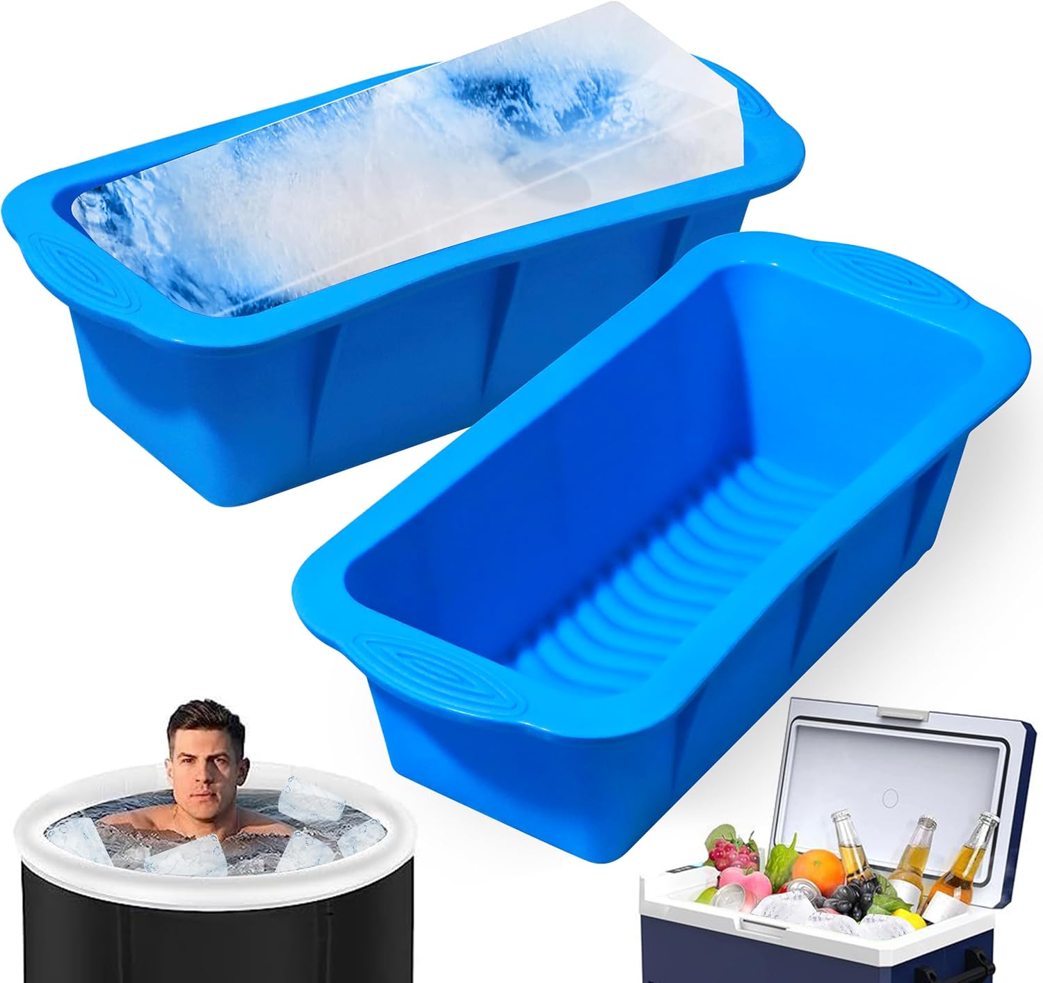 Lot De 2 Bacs à Glaçons En Silicone - 12 Glaçons De 5 Cm - Avec Couvercle, Empilables