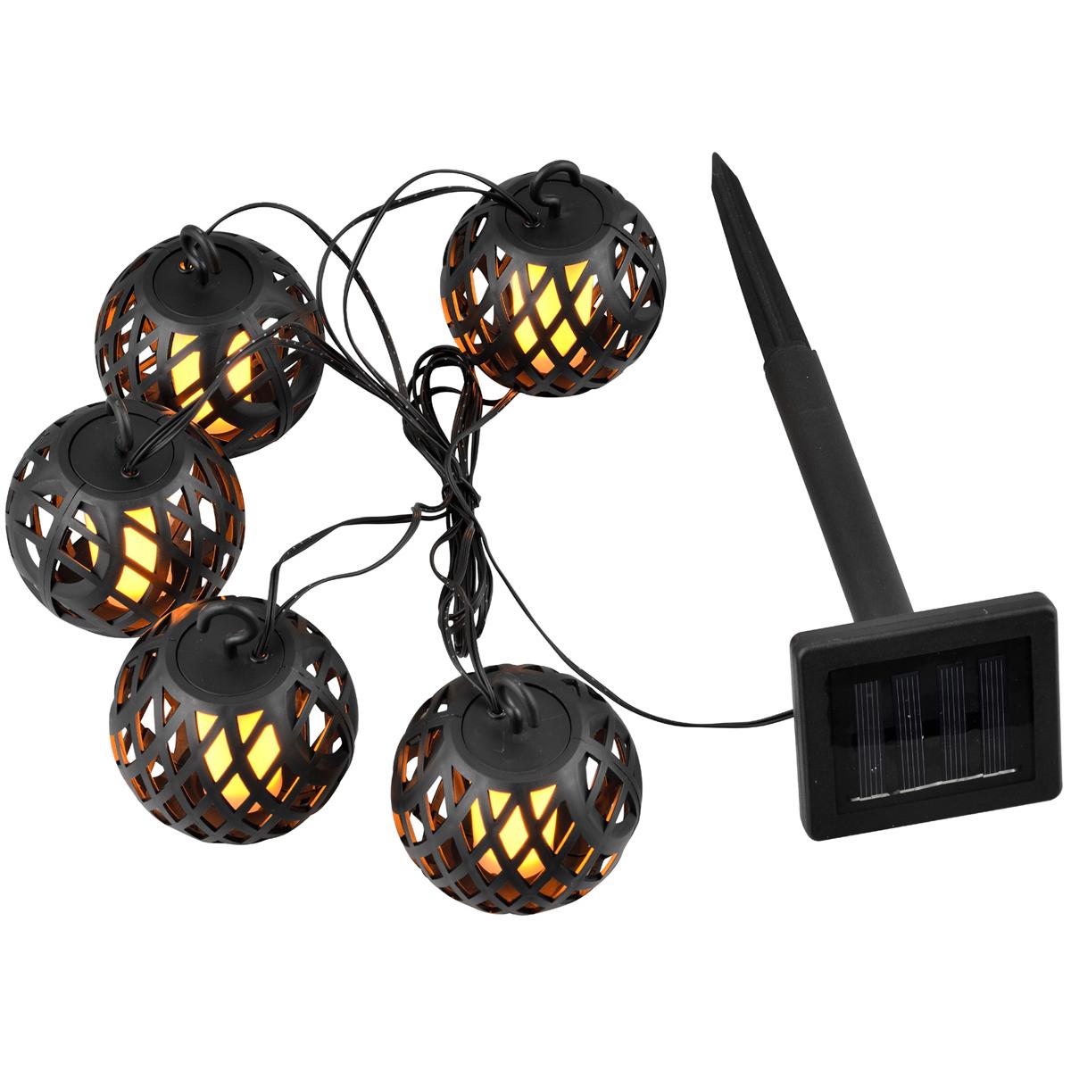 Lampki solarne zewnętrzne kule ogniowe średnica 7 cm 5 sztuk