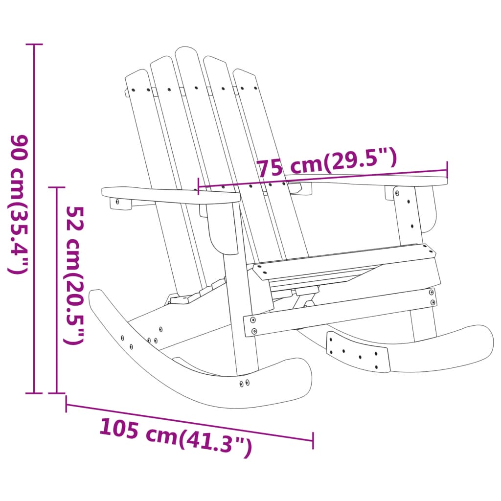Chaise à bascule | Rocking chair | Fauteuil à bascule Adirondack bois massif d'acacia280226 - 7