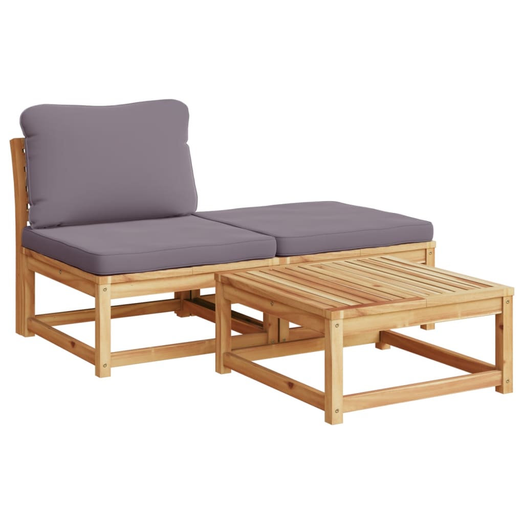 Maison Exclusive - Salon de jardin 3 pcs avec coussins bois massif d'acacia - 2