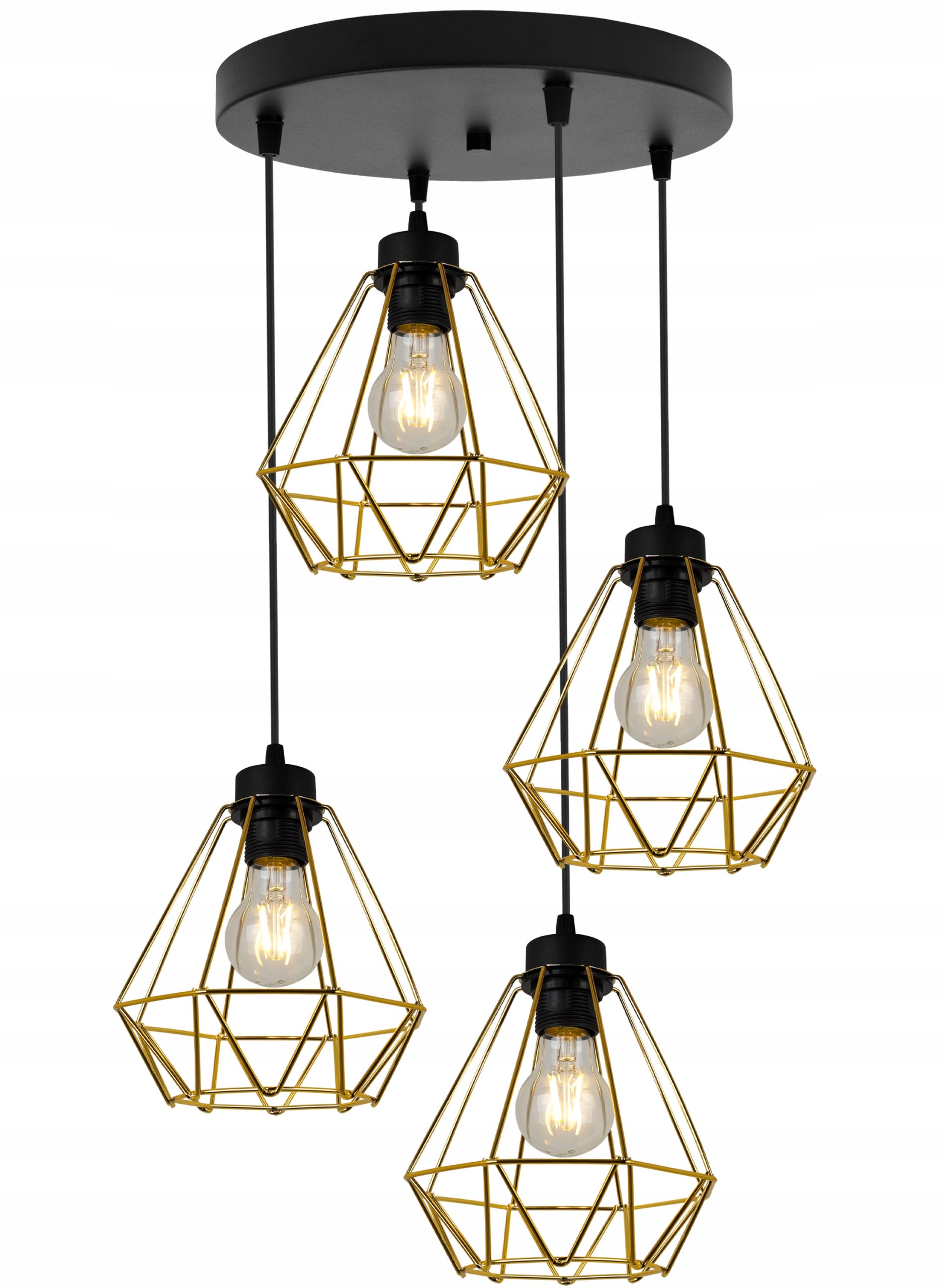 Lampa sufitowa wisząca Nuvola Gold modern 4xE27 abażur druciany złoty Light Home LH