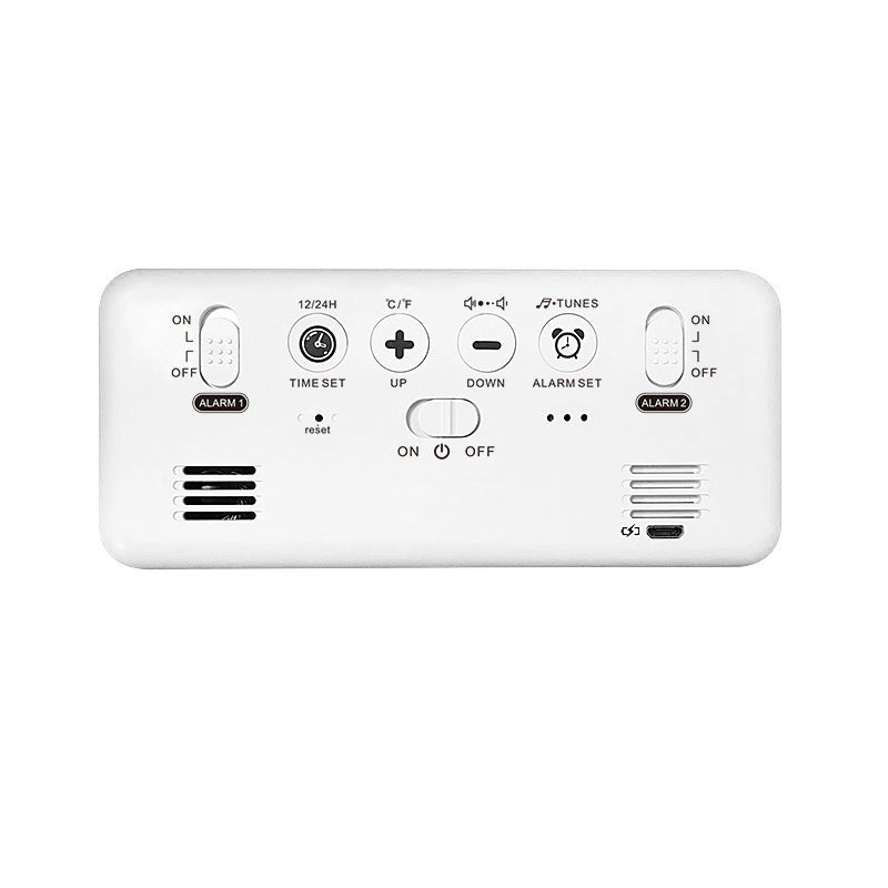 Réveil numérique avec grand affichage LED de la température, réveil miroir portable avec double alarme, fonction snooze, variateur de luminosité à 4 - 3