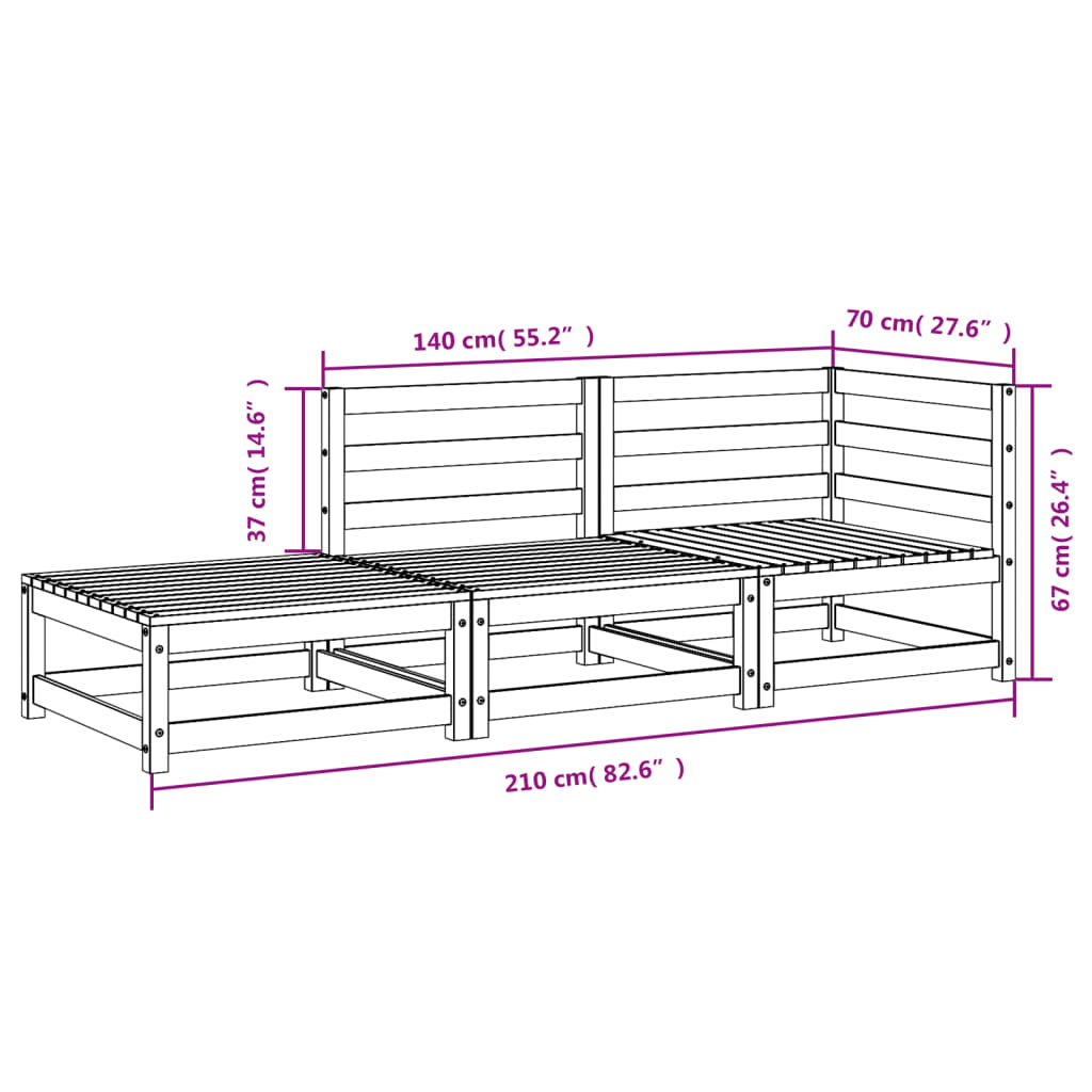 Canapé de jardin avec repose-pieds 2 places bois massif douglas vidaXL - 3