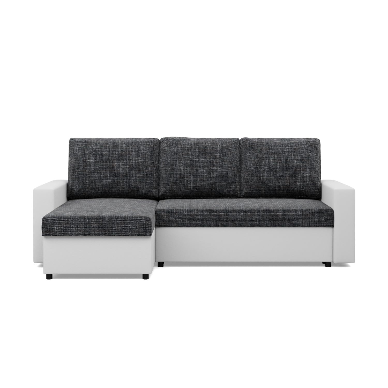 MEBLIGO | Canapé d'angle avec fonction couchage | Site universel | Luna | Noir + Gris - 3