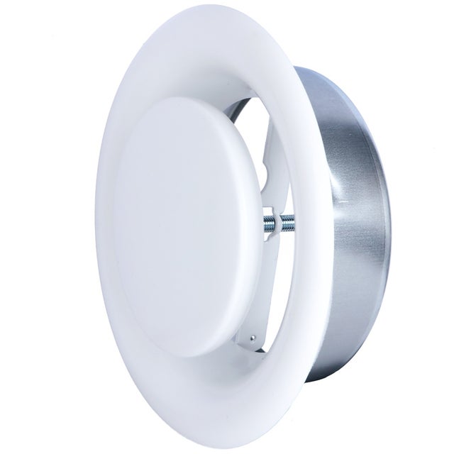 Bouche VMC 150 mm Réglable en Acier Blanc Laqué - Extraction - Durable et Élégante - VMC Simple et Double Flux - Installation Mur ou Plafond - DN150