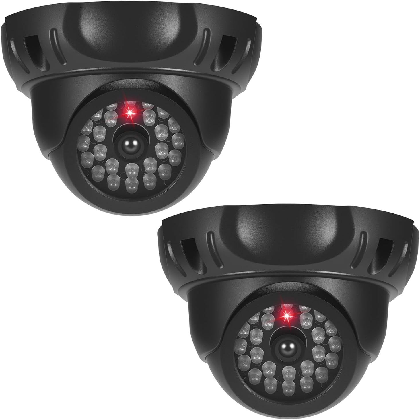 Caméra De Surveillance Factice Avec LED Rouge Clignotante - Fausse Caméra Dôme Blanc - Pour Dissuasion - Fonctionne Avec 2 Piles AA