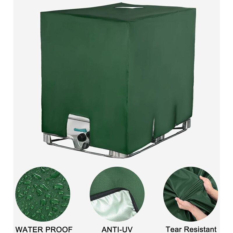 Bache pour Cuve IBC 1000L, Bache de Réservoir d'eau Couvercle, Anti-UV Anti-Poussière Bache de Housse Protection, Bouchon Cuve a Eau Bâche (116 x 100 - 3