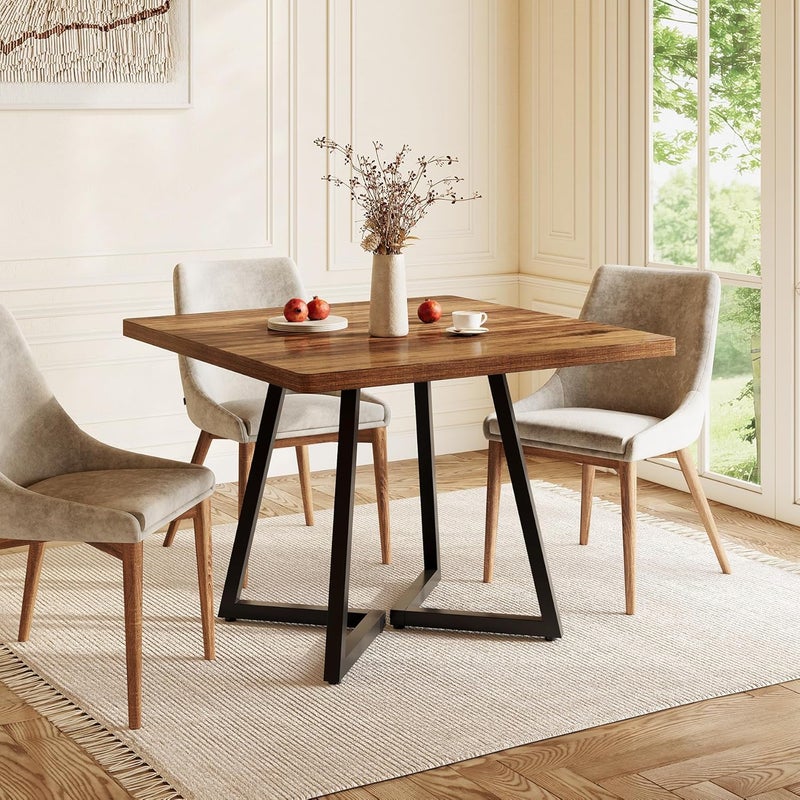 Tribesigns Industrialny stół do jadalni o wymiarach 80 x 80 cm, dla 4 osób, do jadalni, kuchni, salonu