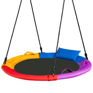 Balançoire nid d'oiseau ronde ø100cm pour enfants, avec oreiller et poignée coloré