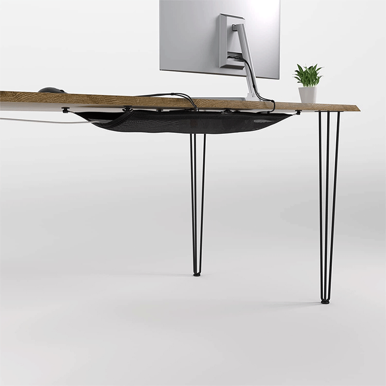 Gestion de câbles en filet – Plateau sous le bureau – Organiseur de câbles de bureau, noir - 6