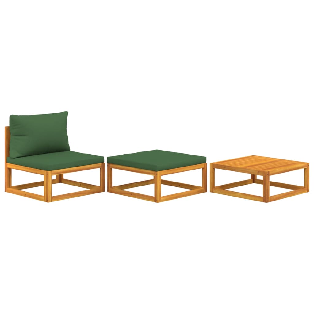 Maison Exclusive - Salon de jardin 3 pcs avec coussins bois massif d'acacia - 2