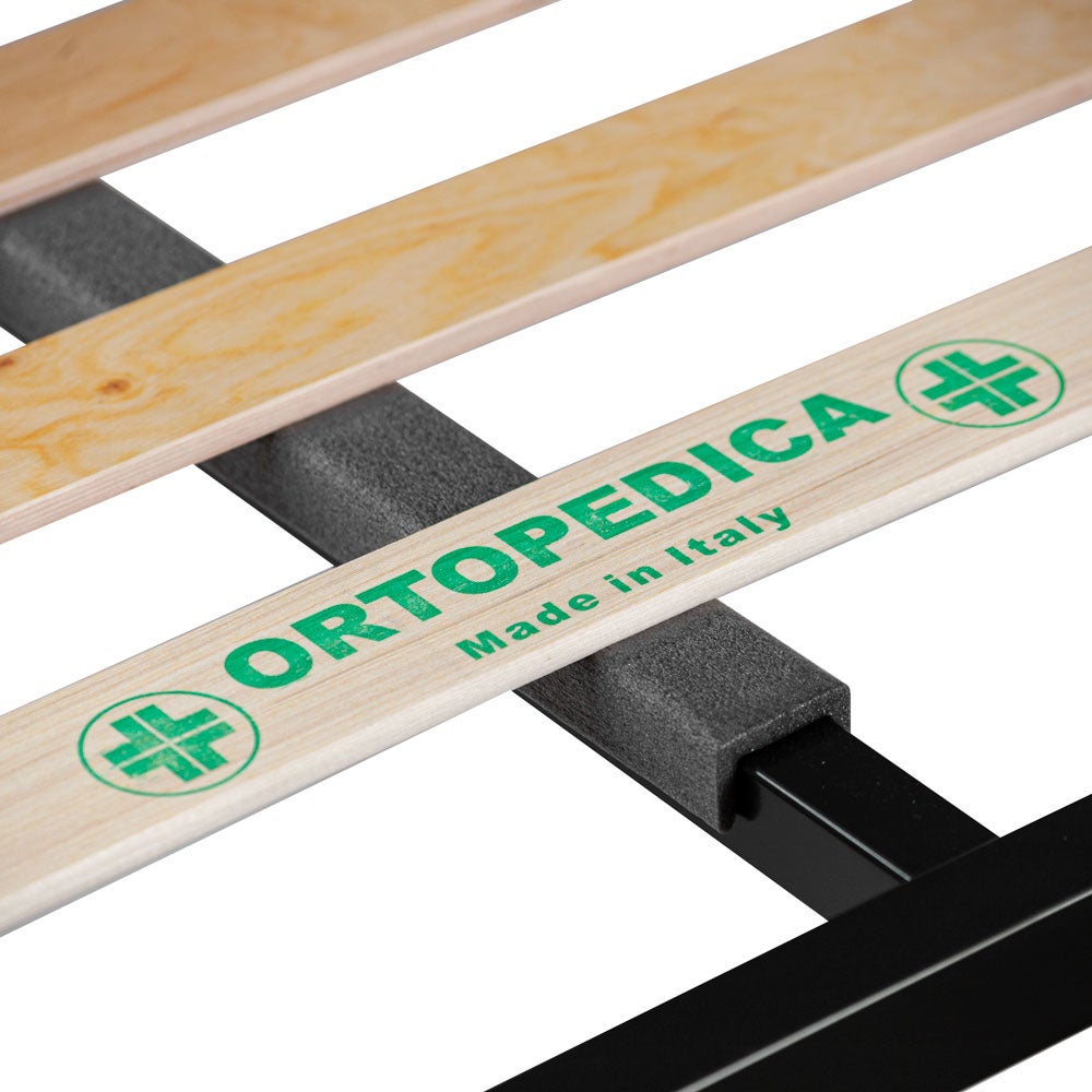 Kit materasso e rete Norvegia letto singolo 80x190, rete con doghe in legno e telaio in ferro, cuscino fiocco memory incluso - Comprarredo - 4