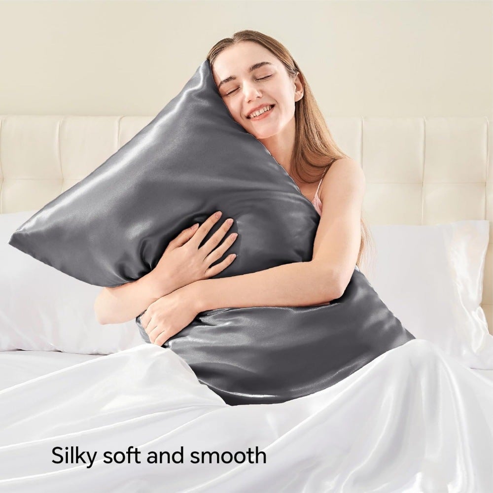 Lot de 2 taies d'oreiller en satin doux, lisses et infroissables pour homme et femme，Standard (20x26 Inch) - 4