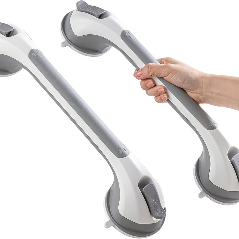 Uchwyt łazienkowy z przyssawką, 43 cm, prysznicowy dla osób starszych, szary, 2 sztuki w opakowaniu