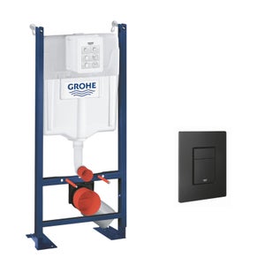 Grohe Pack Bâti autoportant Rapid SL + Plaque de commande double touche, Technologie anti-empreintes, Noir mat (39145000-KF0)