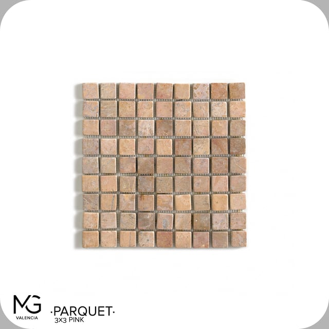 Mosaico in marmo naturale 30x30 cm | PARQUET PINK 3*3 | (Confezione da 11 maglie = 1m2)