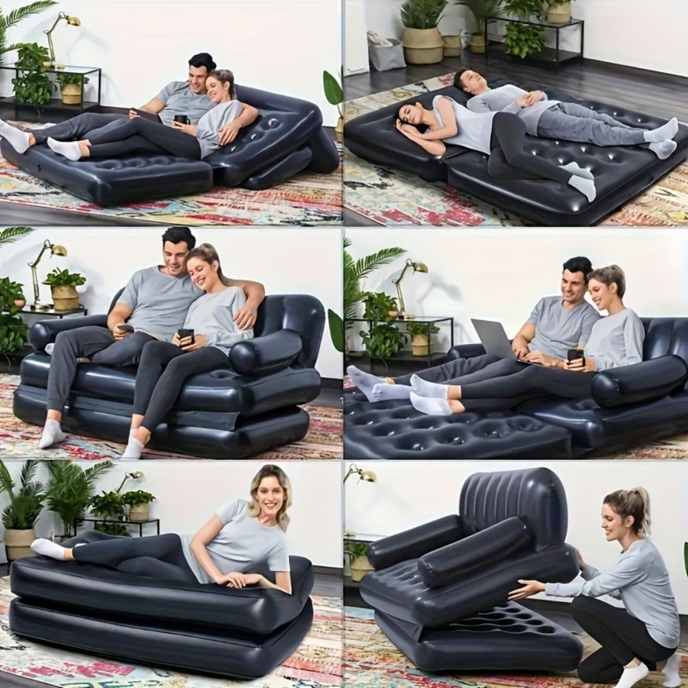Matelas De Canapé Gonflable Pour 2 Personnes Avec Pompe Gonflable Électrique,Pliable,5 Façons D'utiliser,Adapté Pour Le Salon,Camping,Canapé - Lit - 8