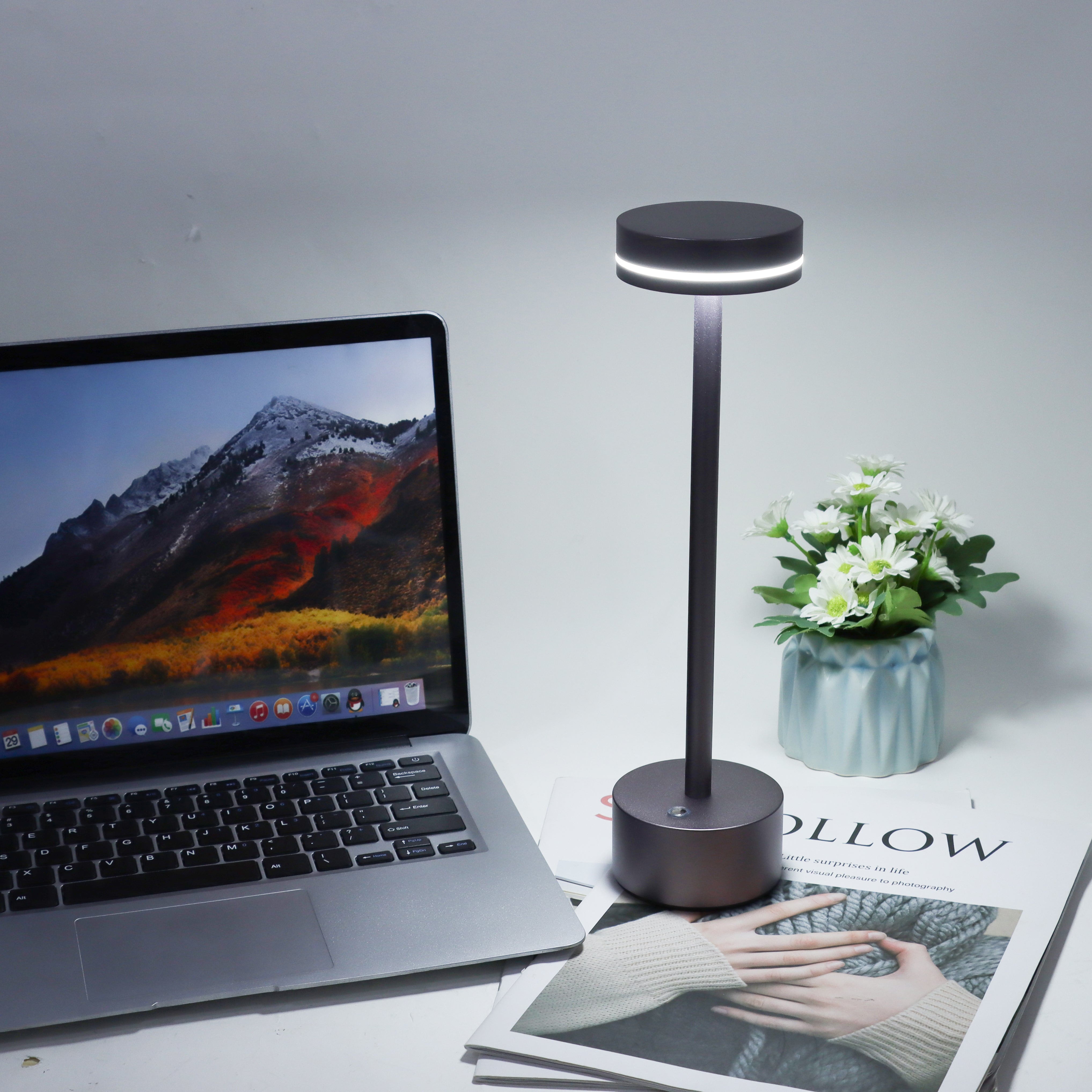 lampe de table sans fil rechargeable usb, lumiere bureau LED tactile puissante pile, 3 températures de couleur, pour chevet, interieur, exterieur - 6