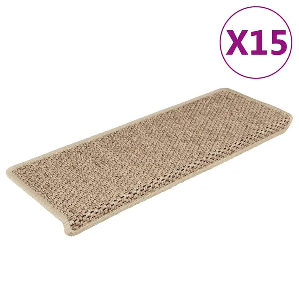 Samoprzylepne nakładki na schody, 15 szt., 65x21x4 cm, piaskowe vidaXL
