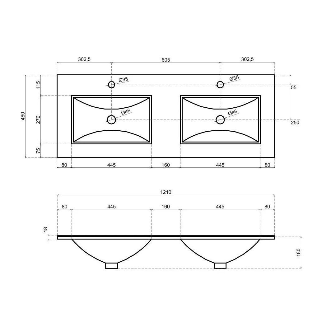 Meuble salle de bain 120 cmblanc effet bois avec double vasque | Berlin - 5