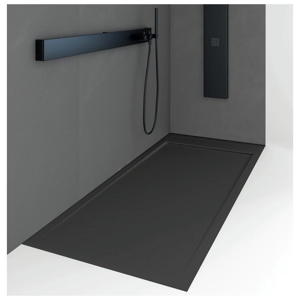 Receveur de douche 90 x 200 cm extra plat QUORE en résine surface ardoisée noir Leroy Merlin