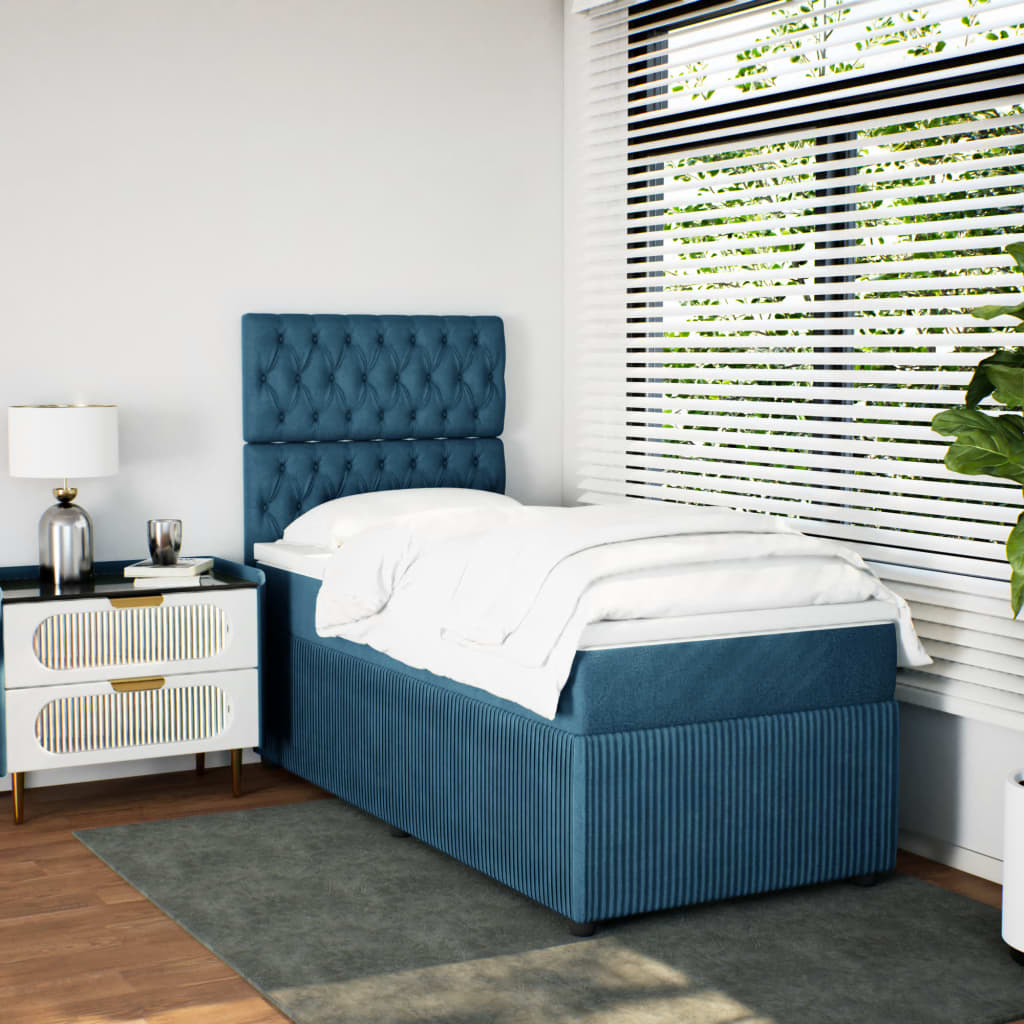 Sommier à lattes de lit avec matelas bleu 100x200 cm — COMFORTXL - 4