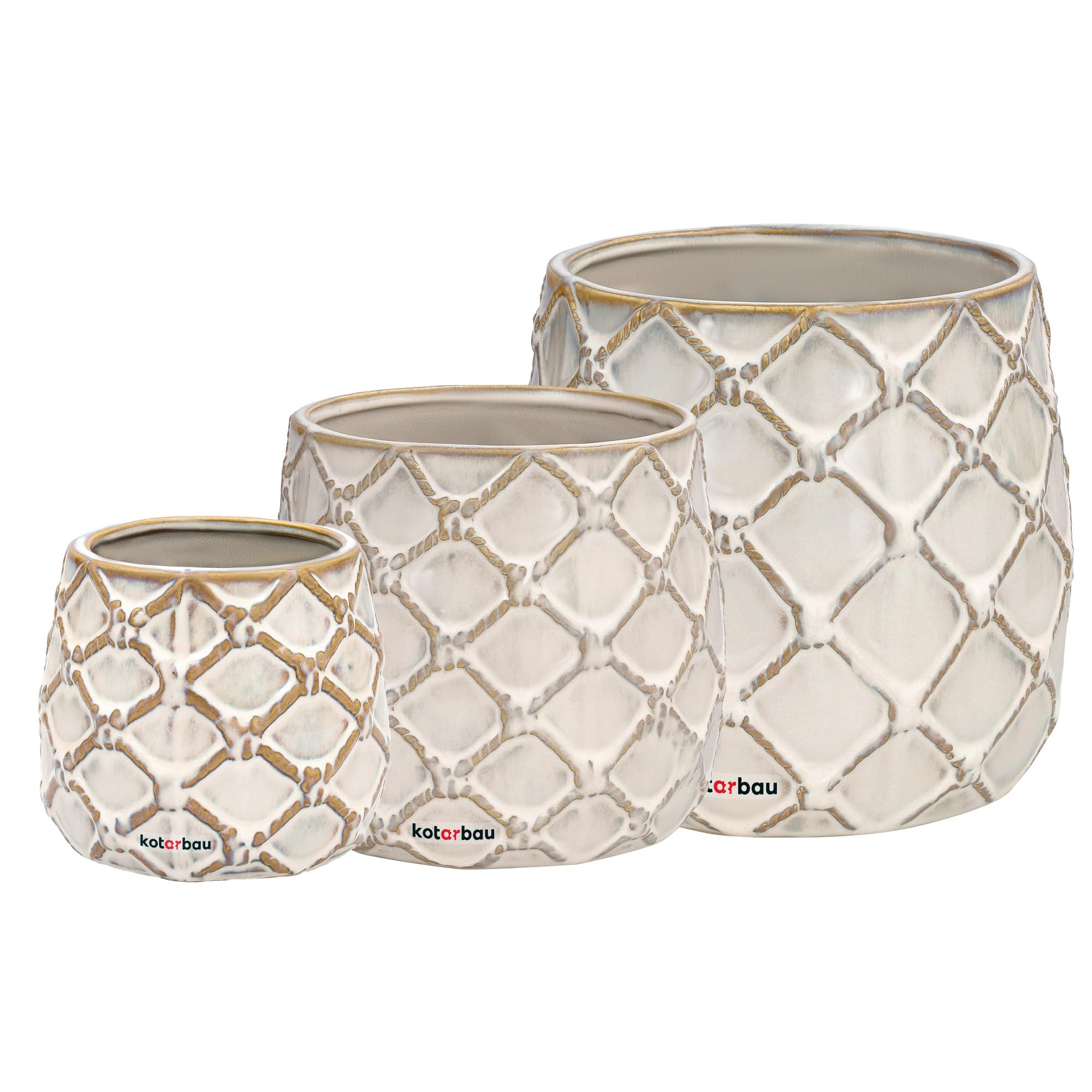 Zestaw 3x doniczka ananas donica osłonka ceramiczna ceramika ozdoba kwiaty - KOTARBAU